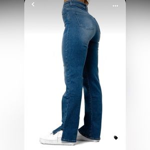 FITJEANS Traditional V2 Straight Leg High Waisted Jeans - Azure Blue